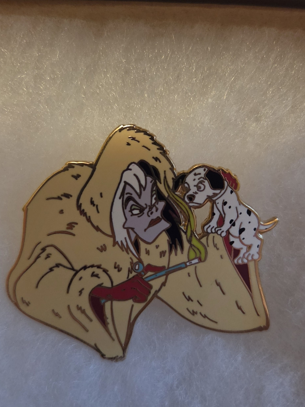 Cruella Holding A Dalmation Puppy Pin - LE 250